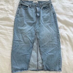 Abercrombie & Fitch Blue Jean Midi Skirt High-Waisted